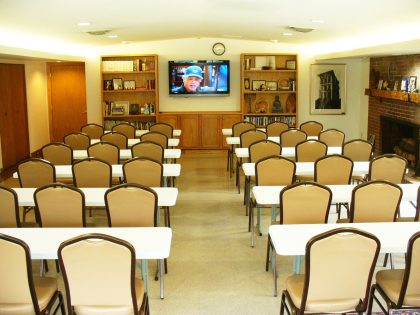 hearth room rental venue with tables